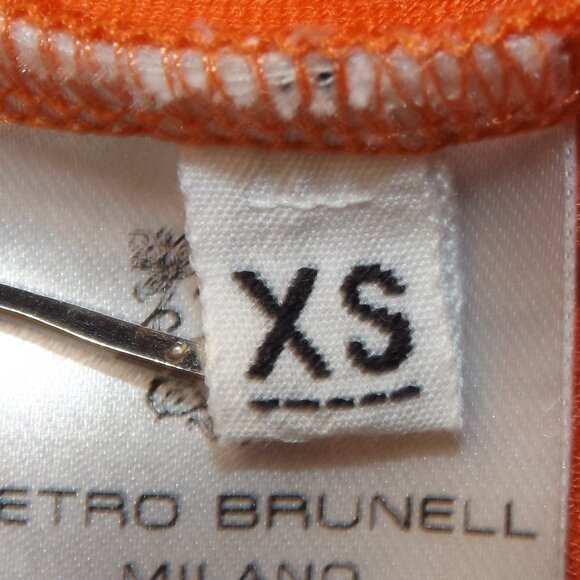 PIETRO BRUNELLI Dress, XS Maternity, Orange, Fabric Flower/Short sleeve, Zipper - Picture 13 of 15